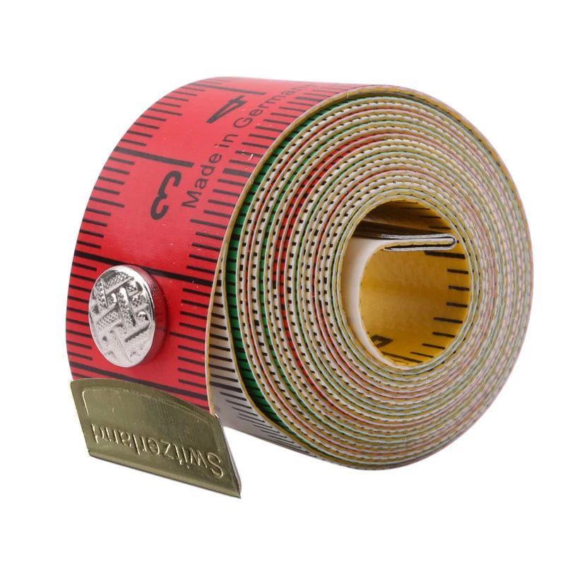 1.5M Soft Tape Measure Tailor's Tape With Snap Fasteners Body Measuring Double-sided Ruler For Needlework Sewing Tool NEW