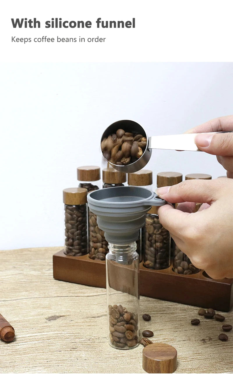 Coffee Beans Storage Container Tube Display Rack Tea Bottle Glass Single Dose Espresso Accessory Coffeware Set Barista Tool Gift