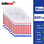 1-90Pcs Waterproof White Long Head Markers Pen 2cm Woodworking Deep Hole Marker Pens Metal Carpenter Black/Red/Blue/Green Ink