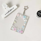 1PC Colorful Graffiti Love Glitter Card Sleeve Transparent Three-inch Mini Card Protector Key Chain Pendant Photo Holder