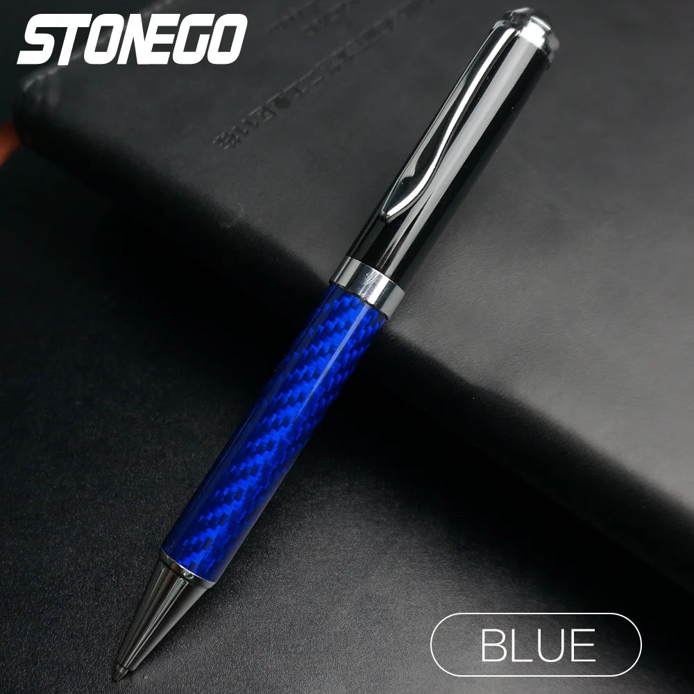 STONEGO Carbon Fiber Signature Pen, Premium Metal Gel Ink Pens Micro Point 0.5mm Black Ink Smooth Writing Ball Pen