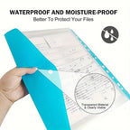 6 Pcs A4 Plastic Envelope with Adhesive Snaps 11-Hole Expansion Bag for 2/3/4 Ring Binders School Office File Storage Organizer