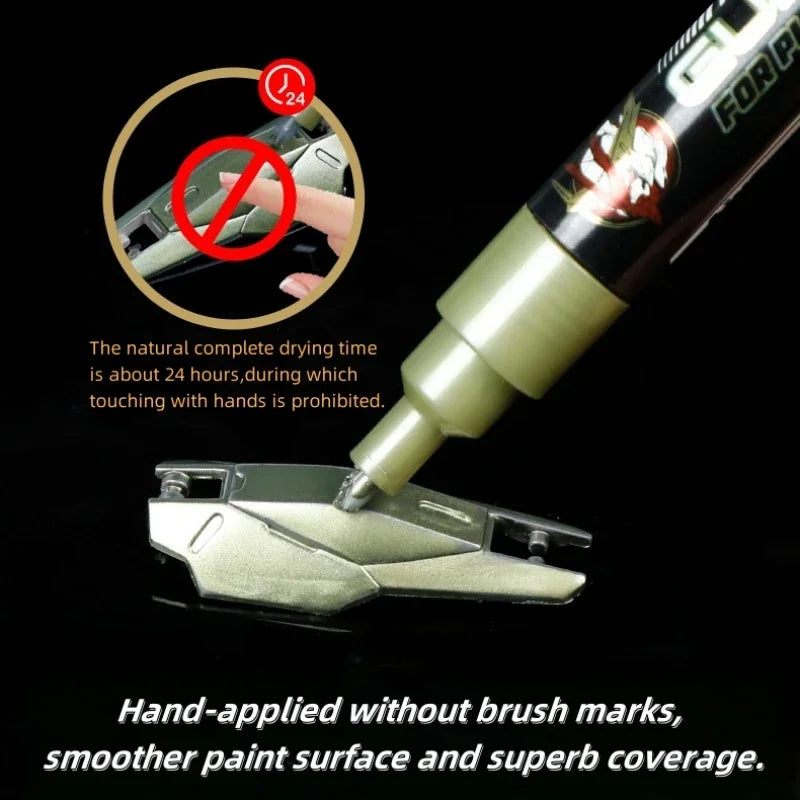 Metallic Markers Colouring Pens for Mech Painting Golden Paint Marker Pen Silvery Reflective Paint Model Marker Pen