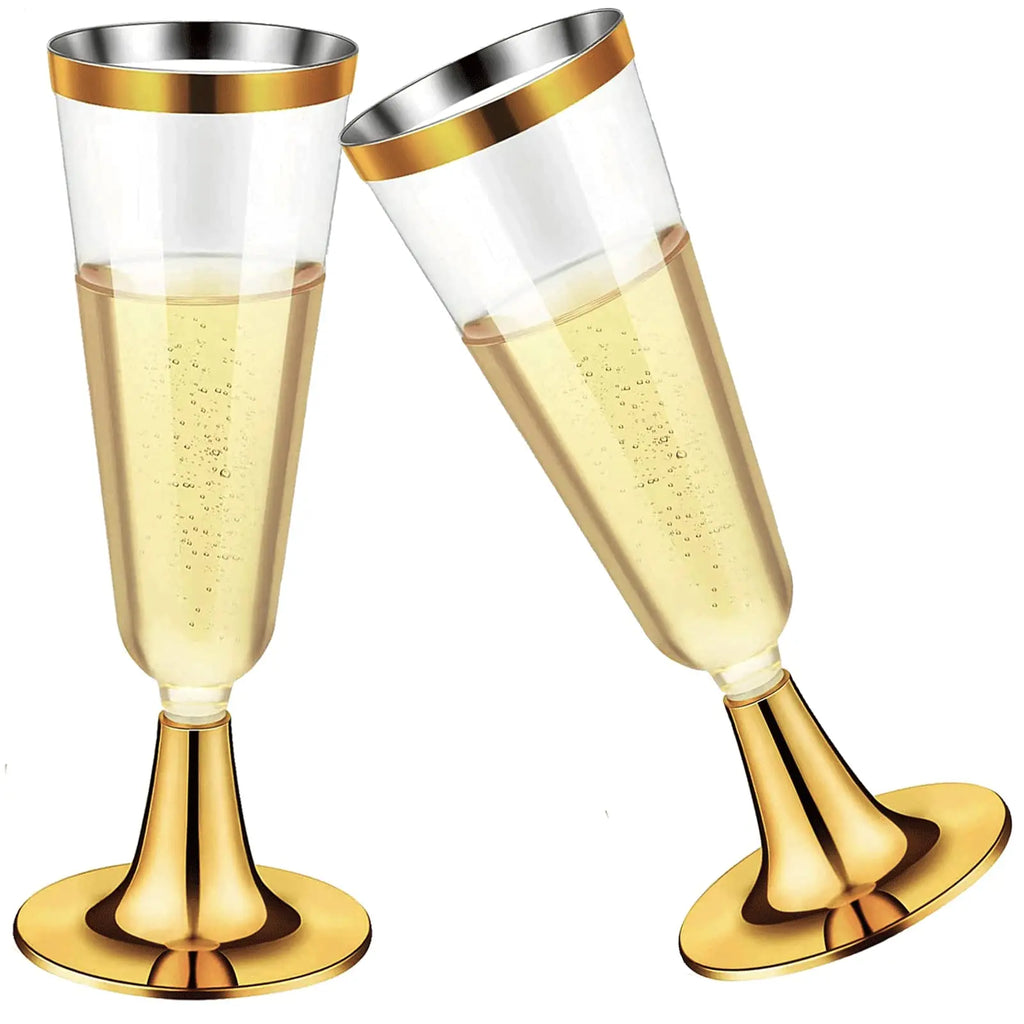 50pcs 5OZ Disposable Wine Cup Party  Plastic Champagne Flutes Cocktail Strawberry Toasting Glass for Wedding Bar Party Camping