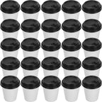 50pcs Disposable Coffee Cups Insulation Takeaway Double-Layer European Style Simplicity Paper Cup With Lid (8/12oz, 280/350ml)
