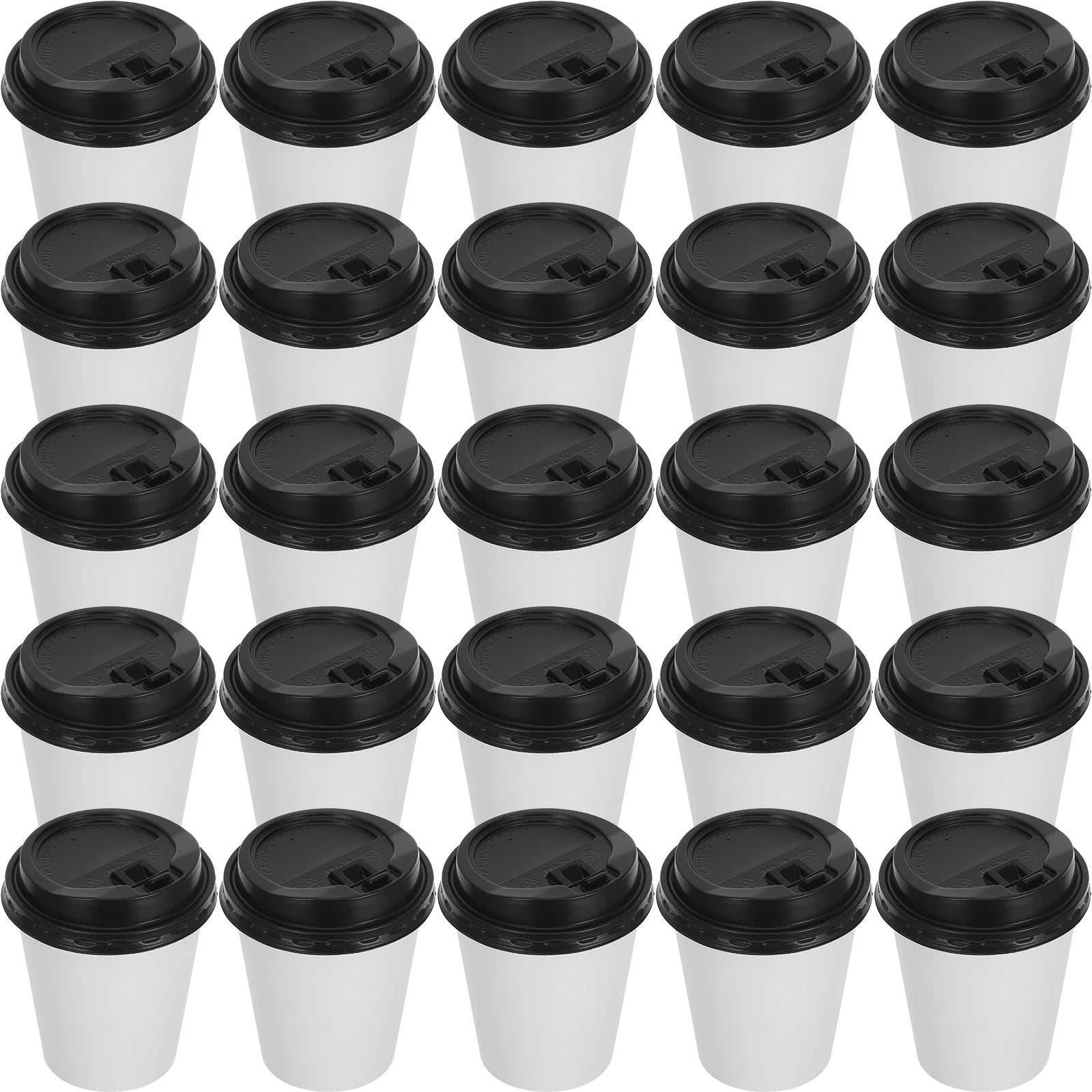 50pcs Disposable Coffee Cups Insulation Takeaway Double-Layer European Style Simplicity Paper Cup With Lid (8/12oz, 280/350ml)