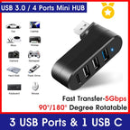 Mini Splitter 4 Ports USB Hub 3.0 Box Rotatable USB Data Transfer Multiple Expander For Computer Laptop MacBook PC Accessories