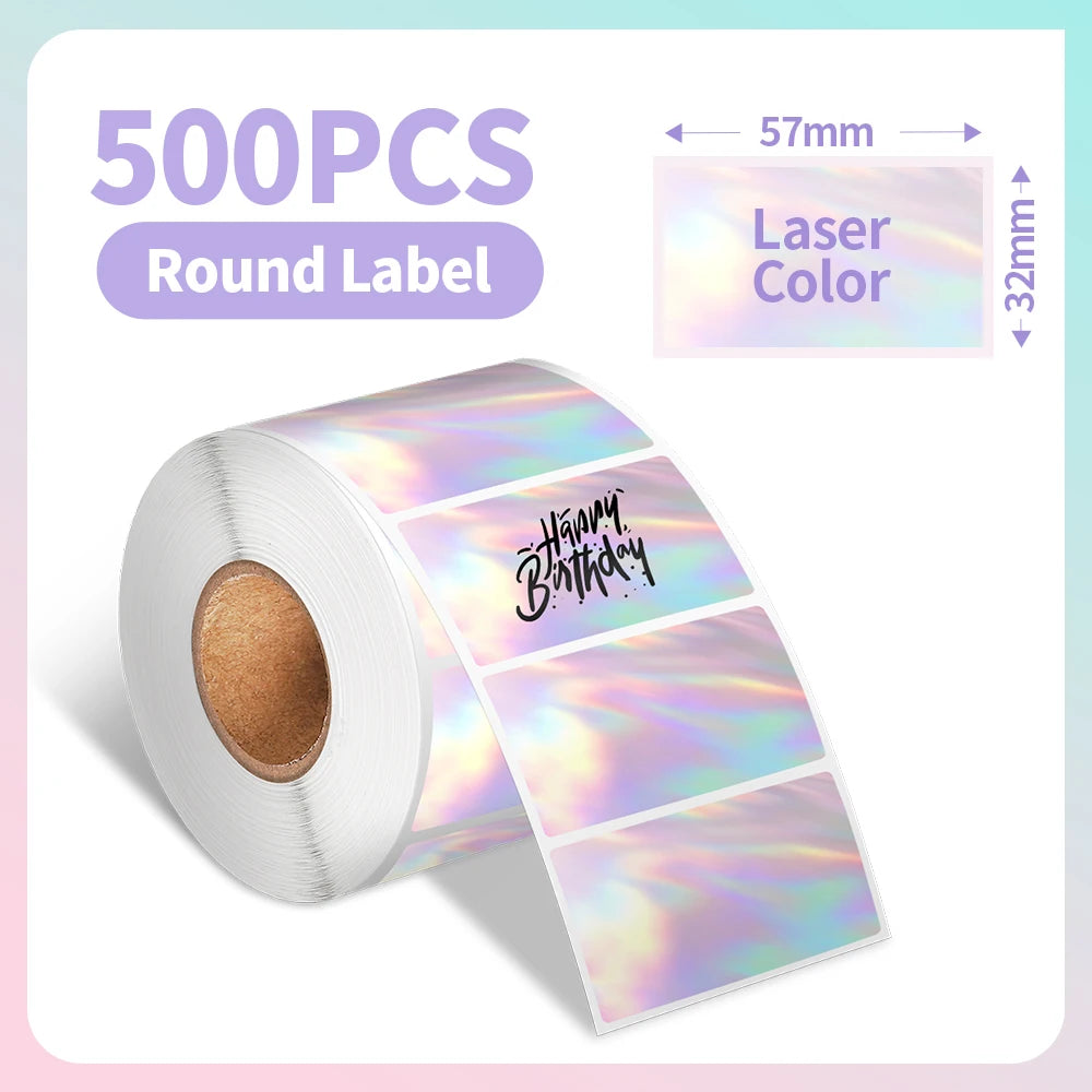 Thermal Label Paper round Sticker White Pure Color Shipping Label Waterproof for Phomemo PM241/PM246S/D520 Label Printer