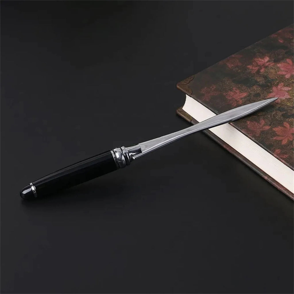 Metal Letter Opener Knife Black Smooth Durable Envelope Cutter for Office Home and Daily Mail Handling Tasks