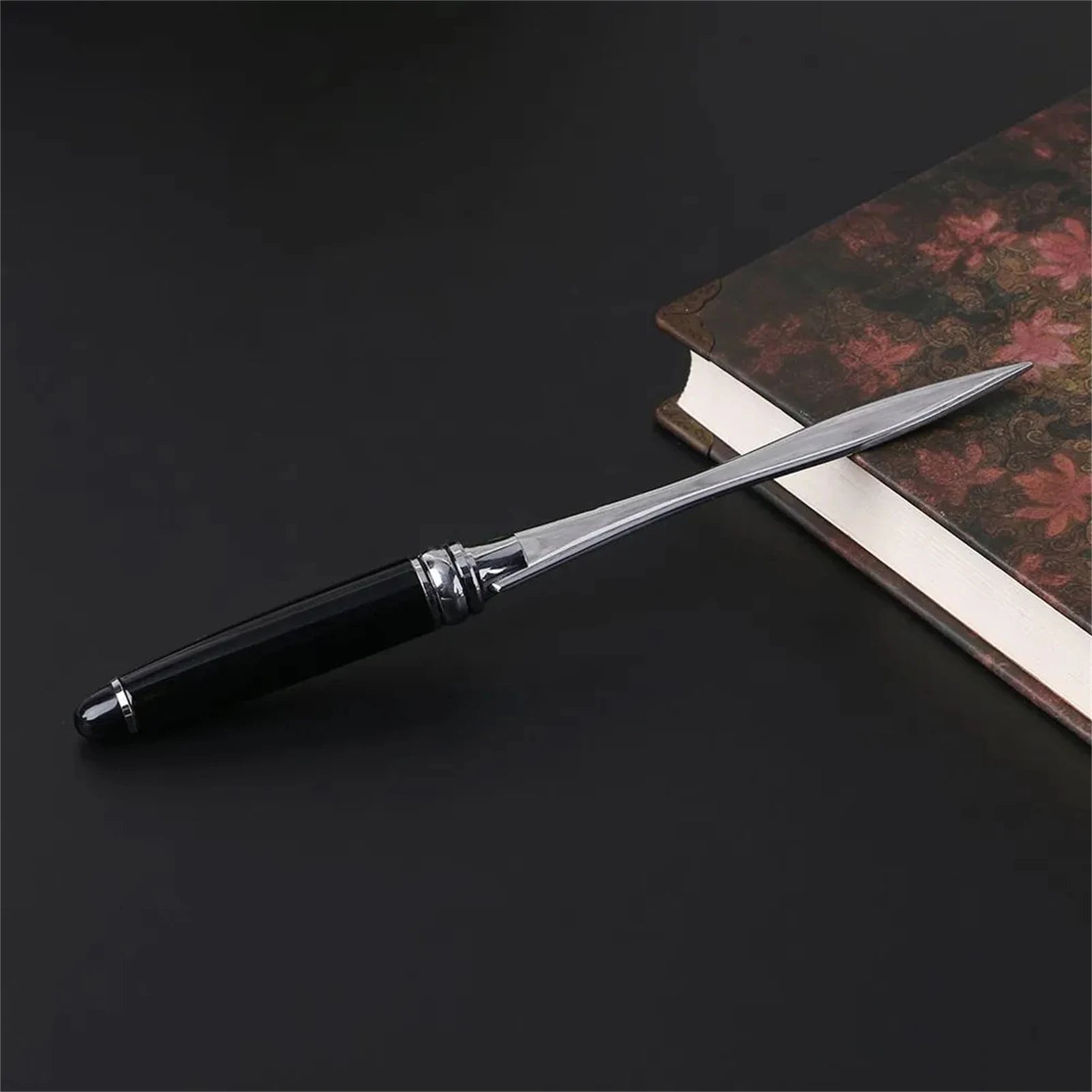 Metal Letter Opener Knife Black Smooth Durable Envelope Cutter for Office Home and Daily Mail Handling Tasks