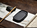 Natural Raw Stone She Inkstone Classical Calligraphy Regular Script Practice Ink Stone Vintage Brush Writing Practical Inkstone