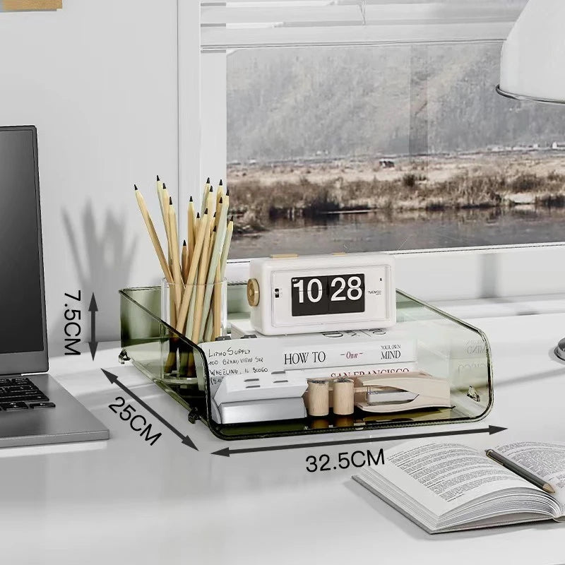 Multi-Purpose Desktop Organizer with Stackable Design, Sturdy Storage Box for A4 Files & Stationery