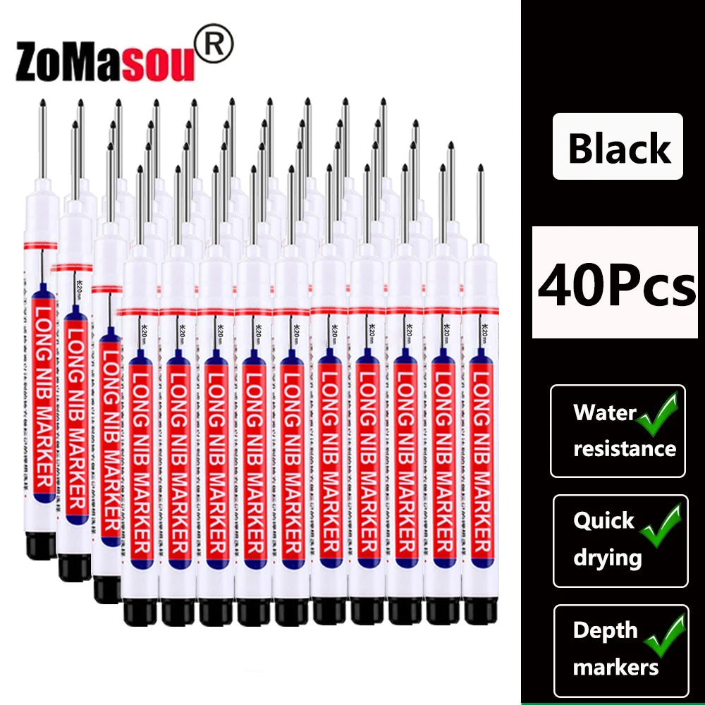 1-100Pcs 2cm Waterproof Long Head Markers Deep Hole Marker Pen for Metal Carpenter Red/Black/Blue/Green Ink Woodworking Tools