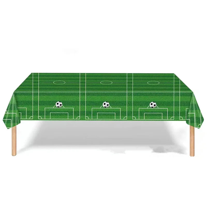 Football Party Tablecloth Decorations Soccer Ball Theme Party Supplies Disposable Table Cover Tableware Set Kids Birthday Party