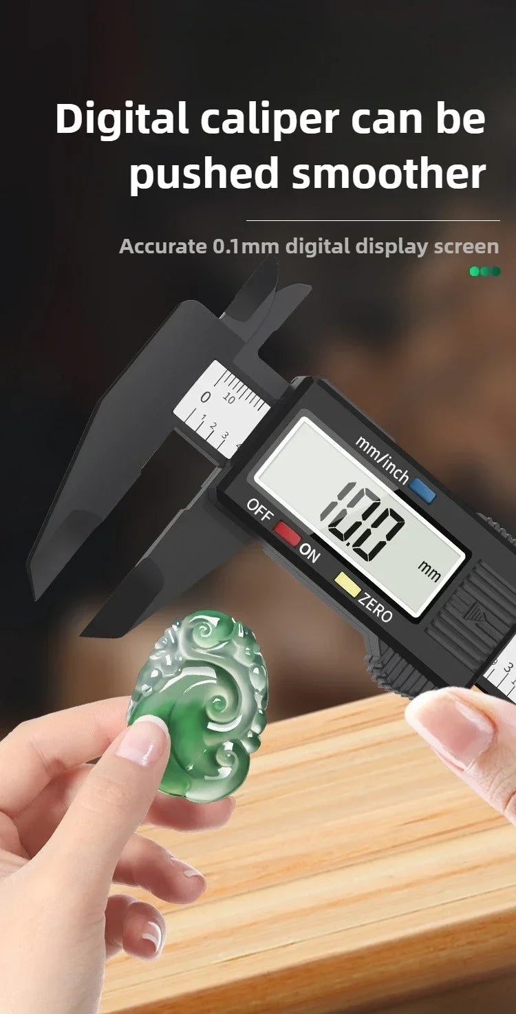 100/150mm Digital Caliper Vernier Caliper Gauge Measuring Tool for Carpentry Tools with Carbon Fiber Dial and Electronic Ruler