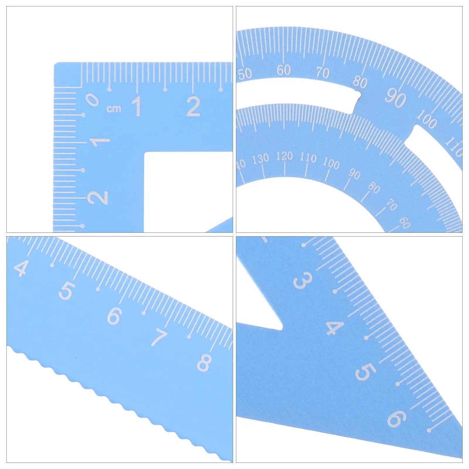 4Pcs Metal Ruler Set Aluminum Alloy Geometry Math Drawing Measuring Stationery Kit for Students School Office Use