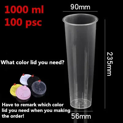 100PCS Plastic Cups With Dome Lids for Iced Cold Drink Coffee Tea Smoothies Sodas Water Party Disposable Tableware dessert cups