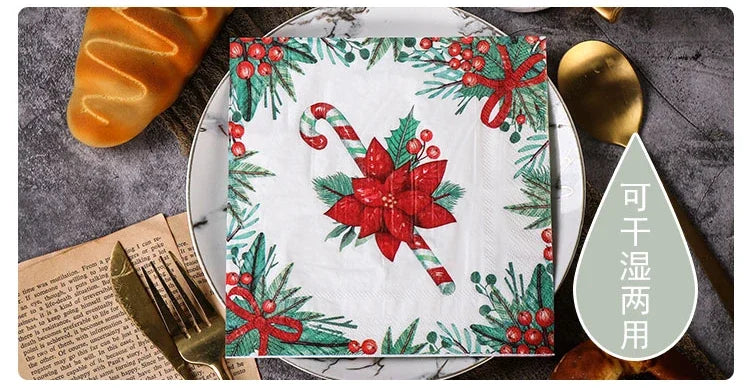 10/20pcs/Pac 33*33cm 2-Ply Colourful Printed Christmas Tree Printed Tissue Paper Christmas Birthday Party Table Decoration Paper