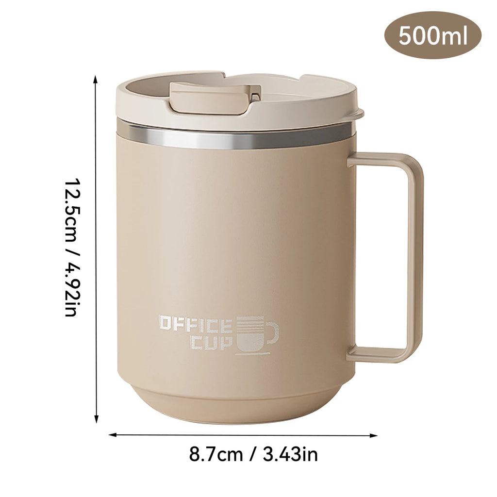 WORTHBUY 304 Stainless Steel Double Wall Insulated Coffee Mug With Handle Portable Sealed Water Cup Large Capacity Drinking Cup