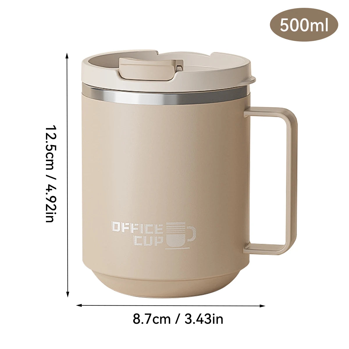 WORTHBUY 304 Stainless Steel Double Wall Insulated Coffee Mug With Handle Portable Sealed Water Cup Large Capacity Drinking Cup