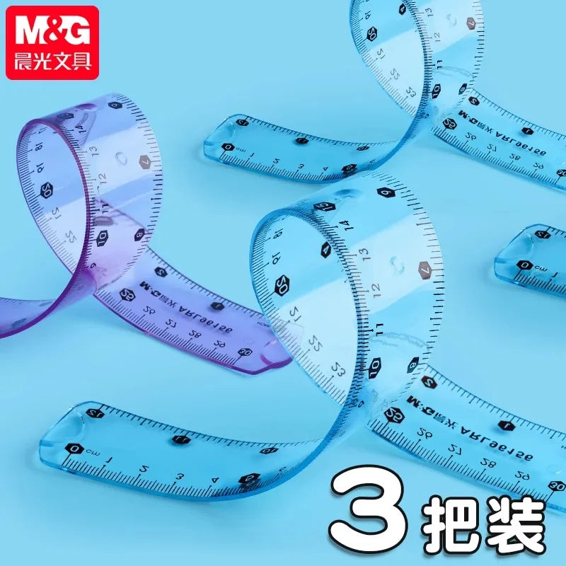 M&G 15/20/30 cm Transparent Soft Ruler for Primary School Students Folding Straight Ruler