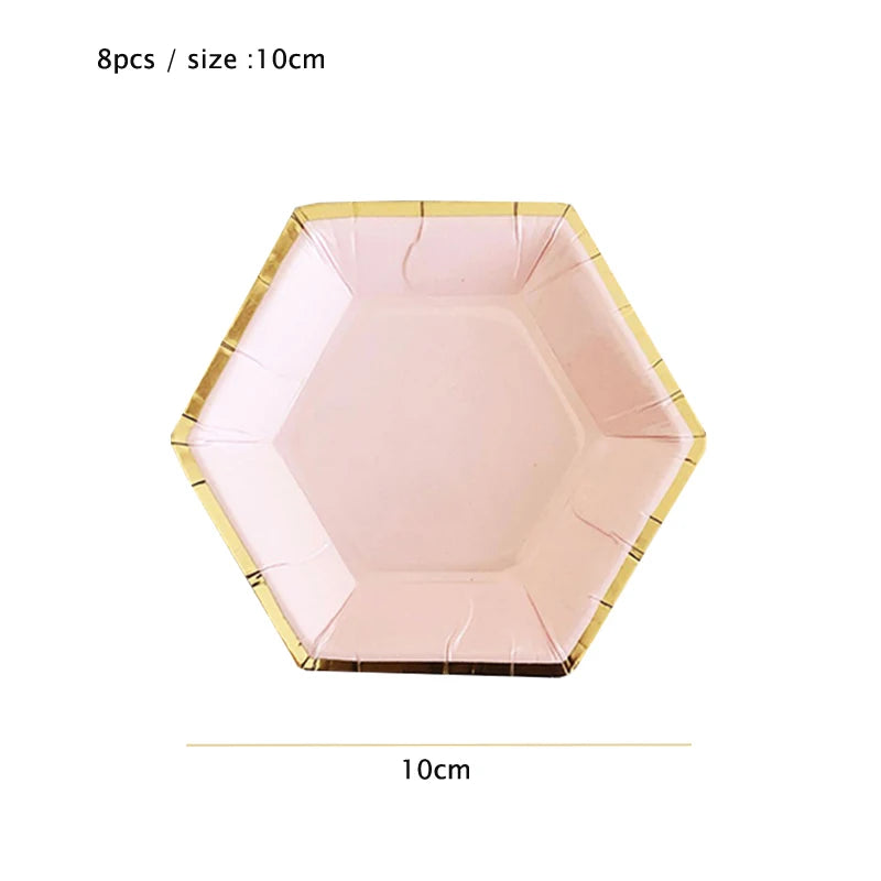 10cm Mini Plate Party Paper Plates Disposable Tableware Birthday Party wedding Decor kids Party Supplies Pink Small Plates 8pcs