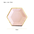 10cm Mini Plate Party Paper Plates Disposable Tableware Birthday Party wedding Decor kids Party Supplies Pink Small Plates 8pcs