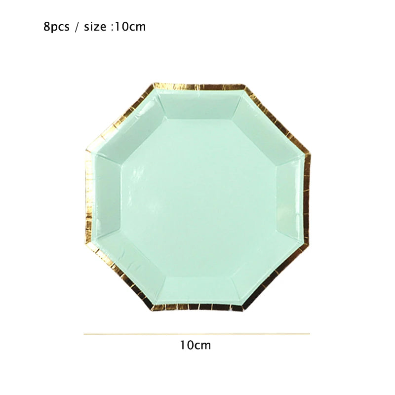 10cm Mini Plate Party Paper Plates Disposable Tableware Birthday Party wedding Decor kids Party Supplies Pink Small Plates 8pcs
