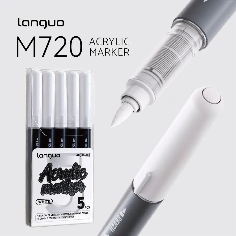 Languo 9pcs/box Soft Brush Acrylic Marker Pen Set，DIY Hand Drawn,Paint Art Markers pens,Student Graffiti Acrylic Paint Pens,M720