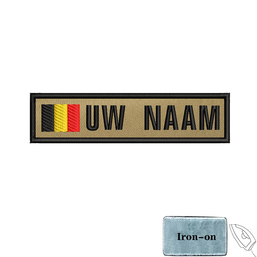 1PC 10cmX2.5cm Custom Name Flag Patch Badge Khaki Iron On Or Hook Loop Netherlands Russia Lithuania France Italy Spain Israel
