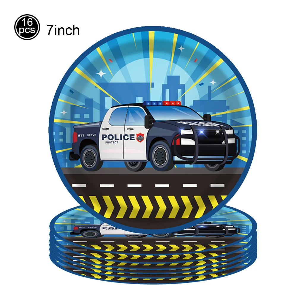 Police Party Plates Napkins Police Birthday Party Tableware Set Police Officer Car Party Decorations Favors Police Theme Party