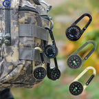 1 Pc Compass Thermometer Carabiner 3 in 1 Mini Compass Carabiner Clip Outdoor Hiking Survival Key Ring Double Sided Metal