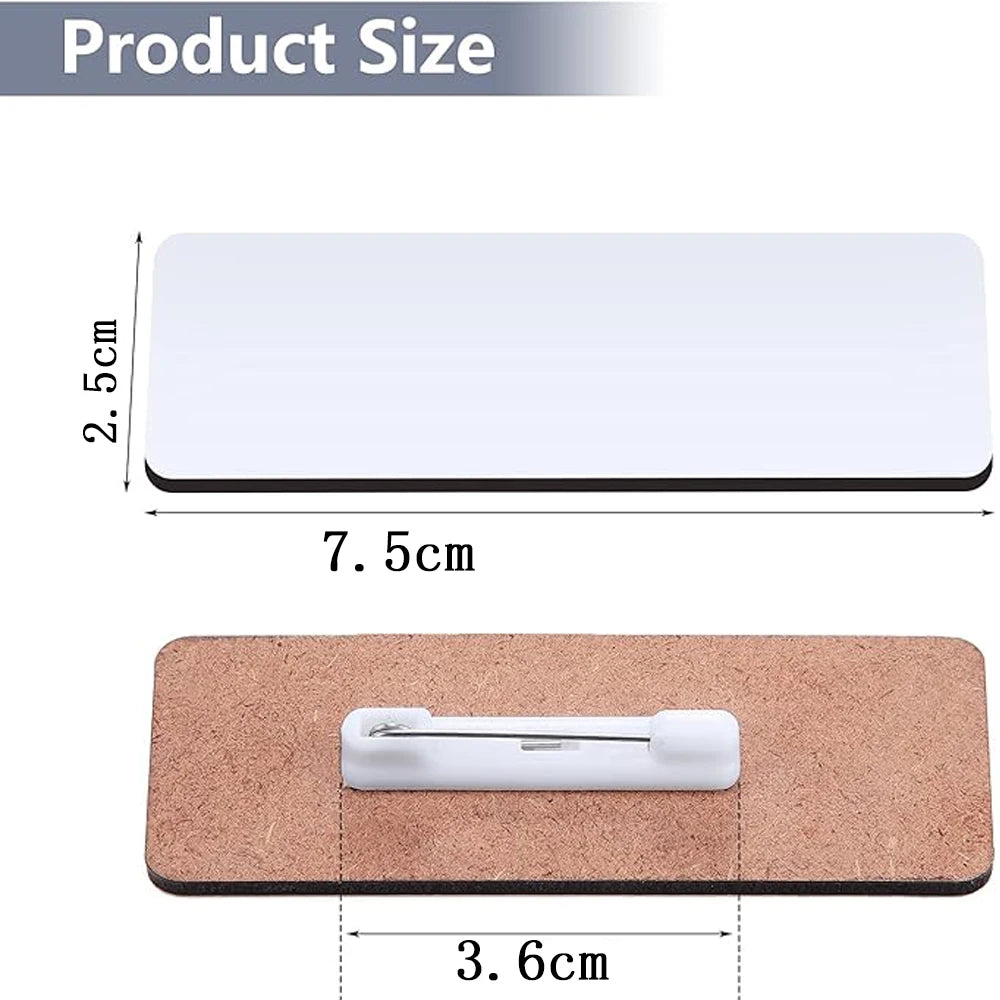 20Pcs Sublimation Name Tags Diy Blank Id Name Badges with Pins Customized Personalized Name Tags for School Office