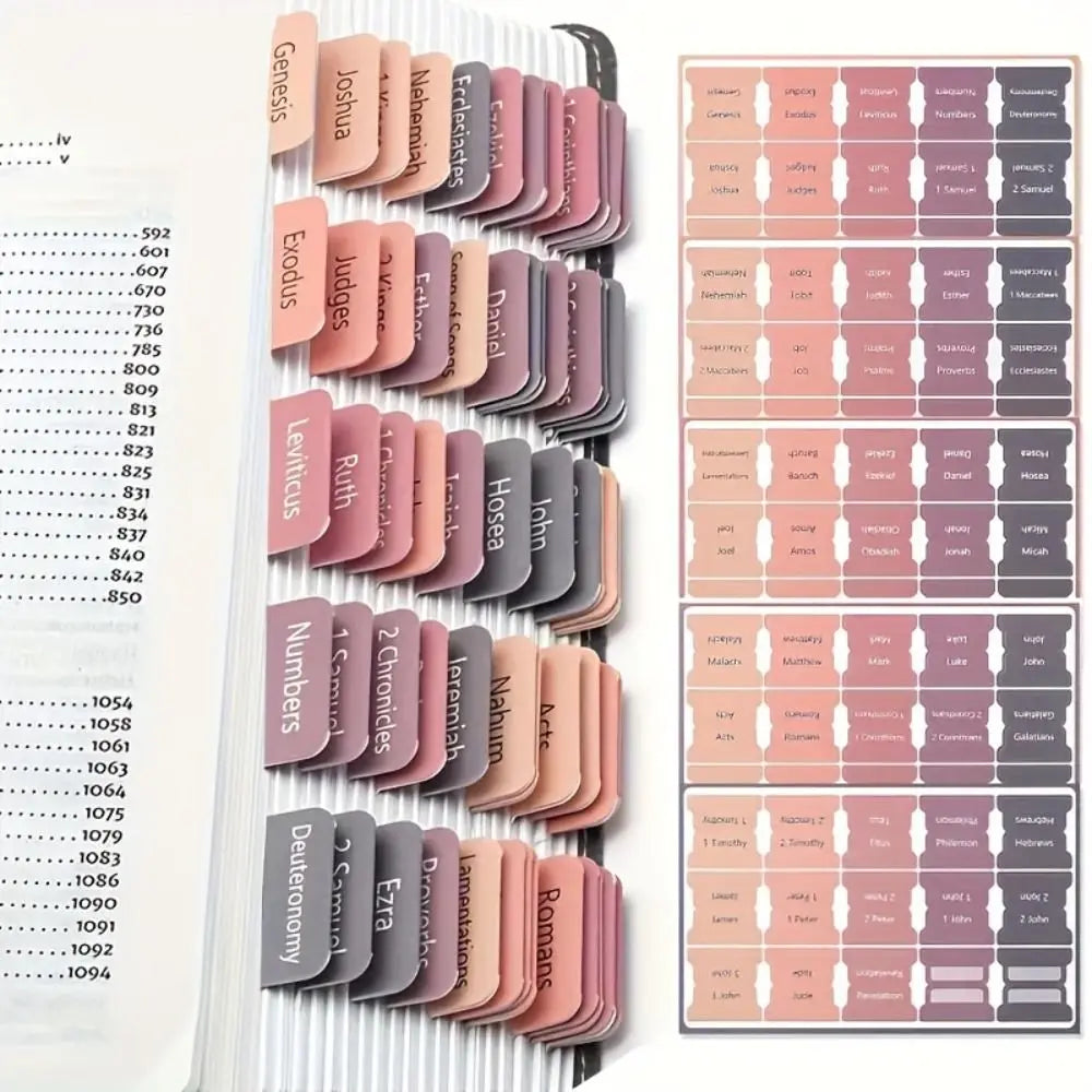 5 sheet/set Sticky Notes Bible Index Tabs Morandi Boho Theme Laminated Bible Tabs Studying Bible Index Memo Pads