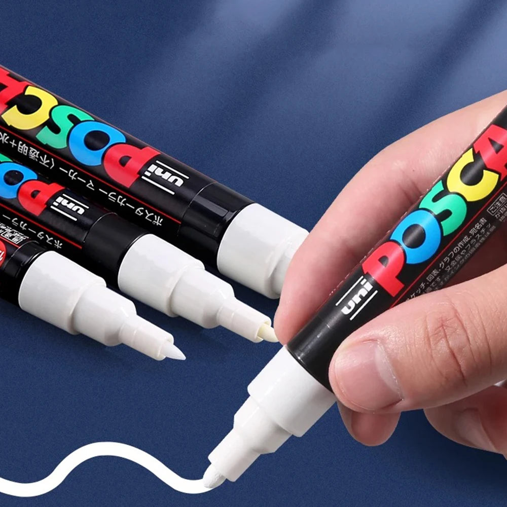1pcs Japan UNI POSCA Marker Pen PC-1M/3M/5M POP Poster Graffiti Permanent Acrylic Marker White Black Gold Silver Art Supplies
