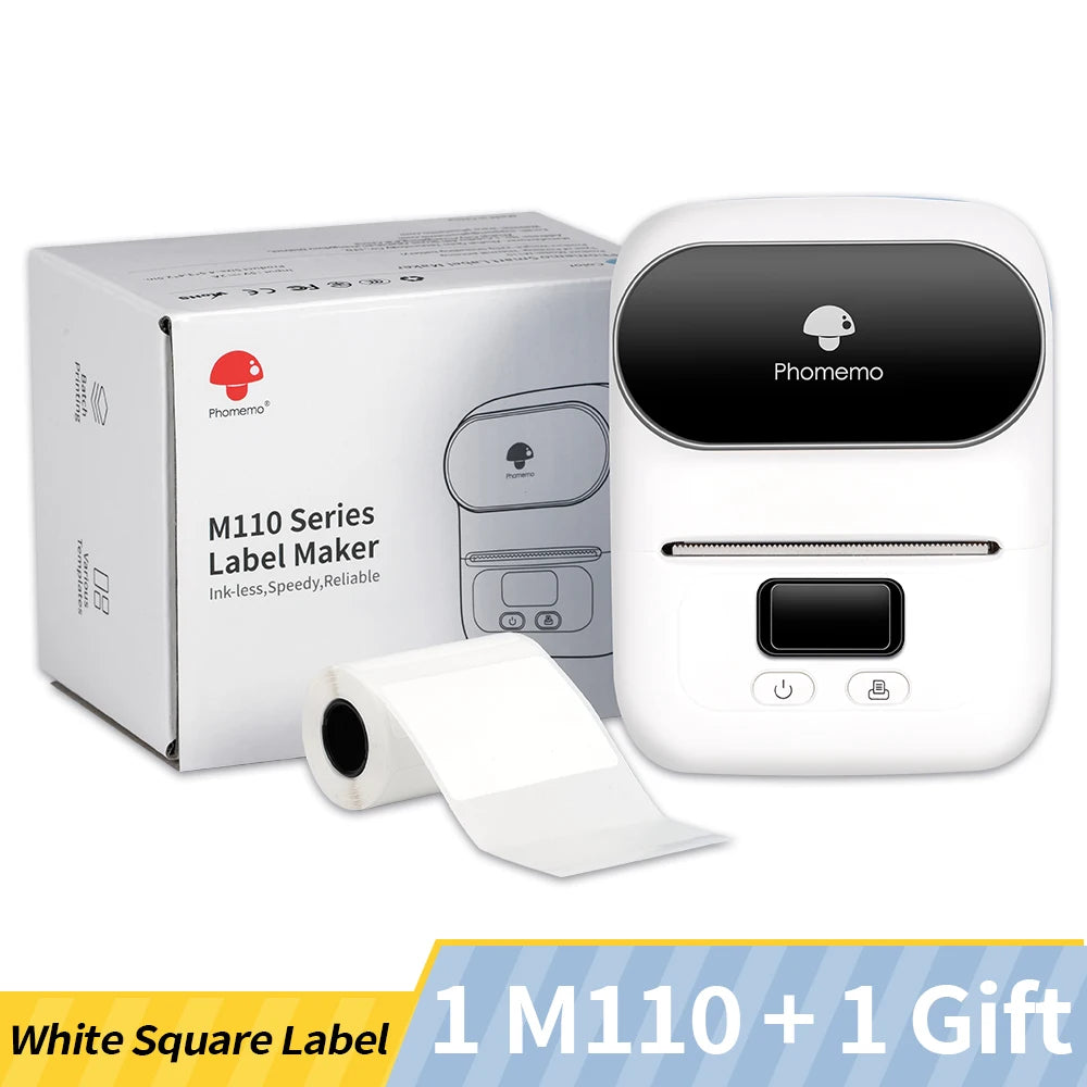Phomemo Label Printer M110 Label Maker Barcode Label Printer for Address, Barcode, Clothing, Photo,Logo,Jewelry,Retail,Business