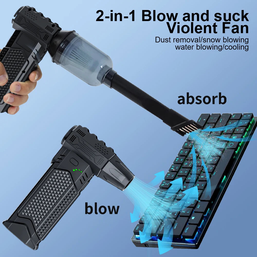 Computer Keyboard Vacuum Cleaner Powerful Turbo Fan Violent Jet Blower Cleaning Tools Air Duster Hair Dryer Electric for Car Camera Home Outdoors Camping Truck RV Universal