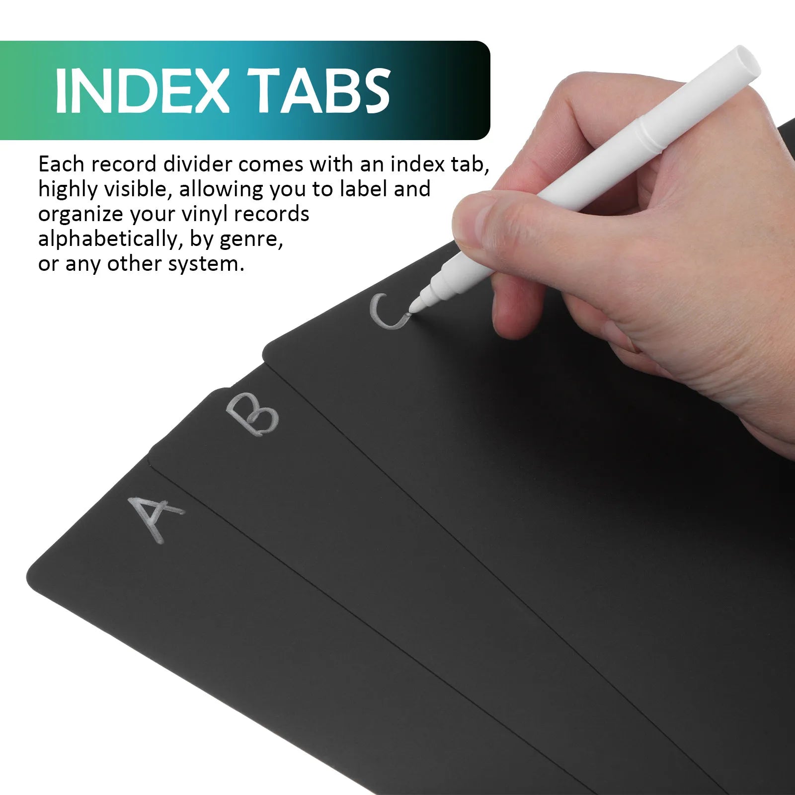 20Pcs Vinyl Record Dividers Index Card Tabs Writable Album Storage Book Dividers Organizer for Records Divider for Documents