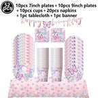 Butterfly Birthday Party Decoration Disposable Party Plates Cup Napkin Tablecloth Butterfly Knìfe Birthday Decoration Baby Showe