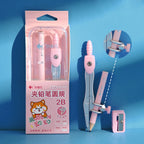 Metal Zinc Alloy Compasses Set,2B Pencil,Drawing Gauge,Removable Pencil,With Sharpener,Student Products 2218