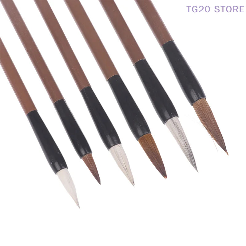 6Pcs Traditional Chinese Calligraphy Brushes Set White Clouds Bamboo Wolf's Hair For Painting Practice Writing Tools