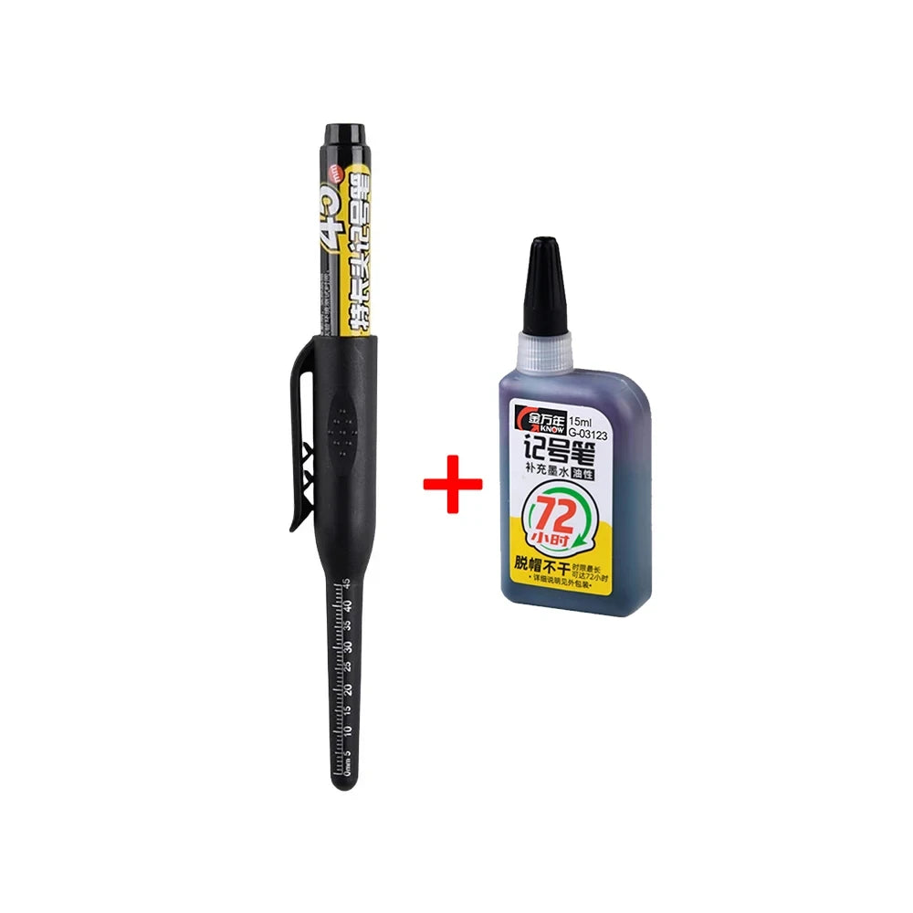 45mm Deep Hole Long Nib Head Markers Deep Drill Hole Long Nib Scriber Multifunction Mechanical Carpentry Colorful Marker Pen