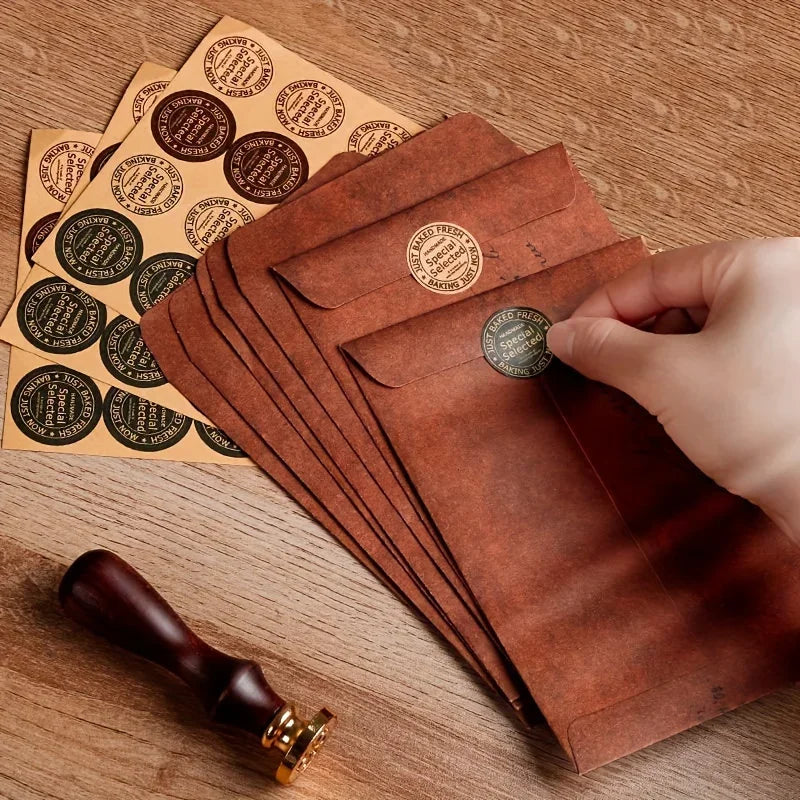 10Pcs Vintage Kraft Envelopes Self-Adhesive Blank Invitation Envelopes for Wedding Party DIY Crafts