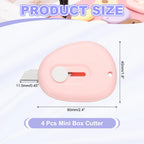 4/8Pcs Mini Box Cutters Retractable Small Utility Knife Portable Cute Letter Envelope Opener with Keychain Hole Office Supplies