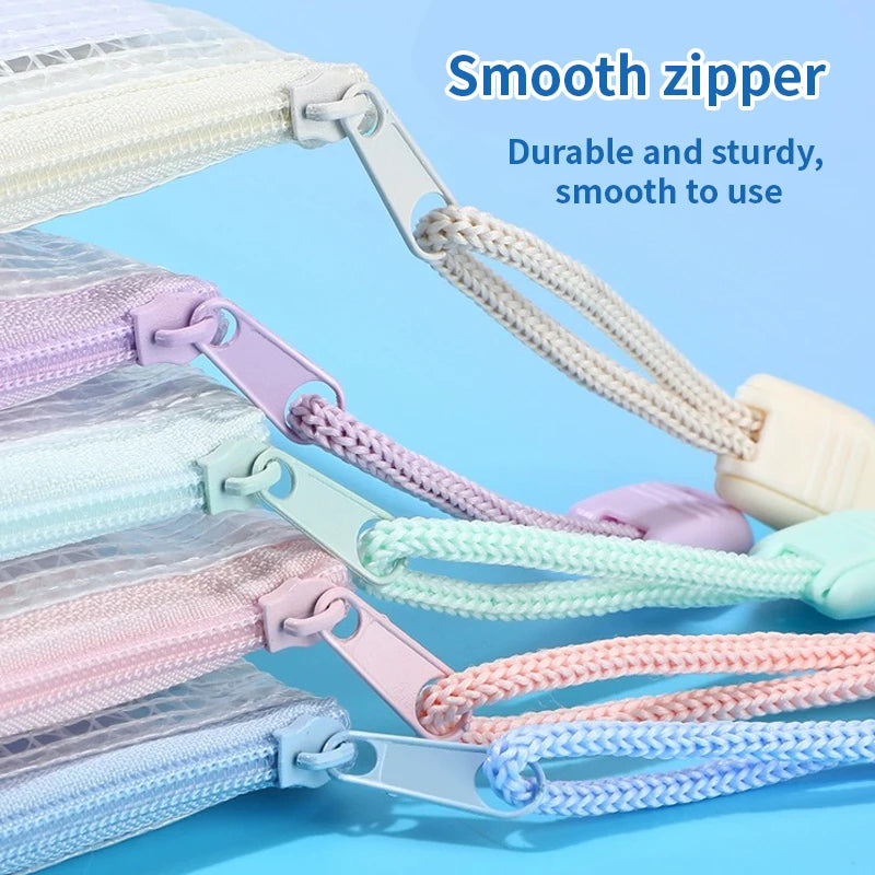 5/10/20/30PCS Mesh Zipper Pouch Document Bag Waterproof Zip File Folders A4 A5 Size Office School Supplies Document Storage Bags