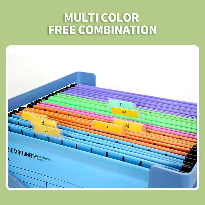 A4/FC PP Hanging File Folders with Plastic Hooks – Suspended Type Quick Labor Folder, Multi-Color, Home Office Document Storage