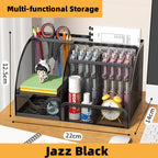 7 Compartment Metal Mesh Desktop Organizer with Drawer Pen Pencil Holder Stationery Storage for Home Office School Students Dorm