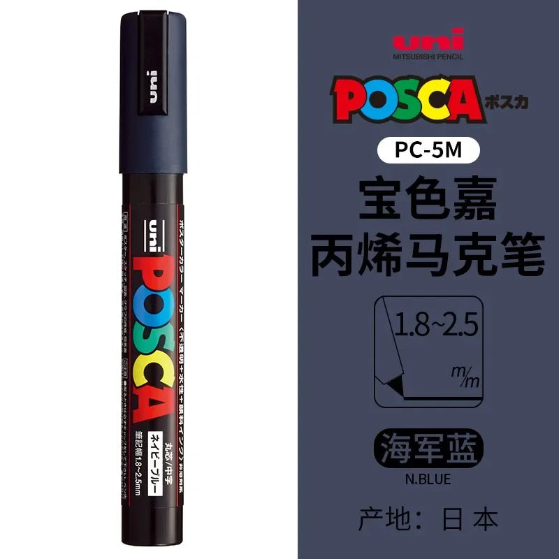 uni POSCA POP Water-Based Marker,Assorted Colors PC-1M/3M/5M 0.7~2.5mm Tips Professional Acrylic Paint Pen for Artists&Designers