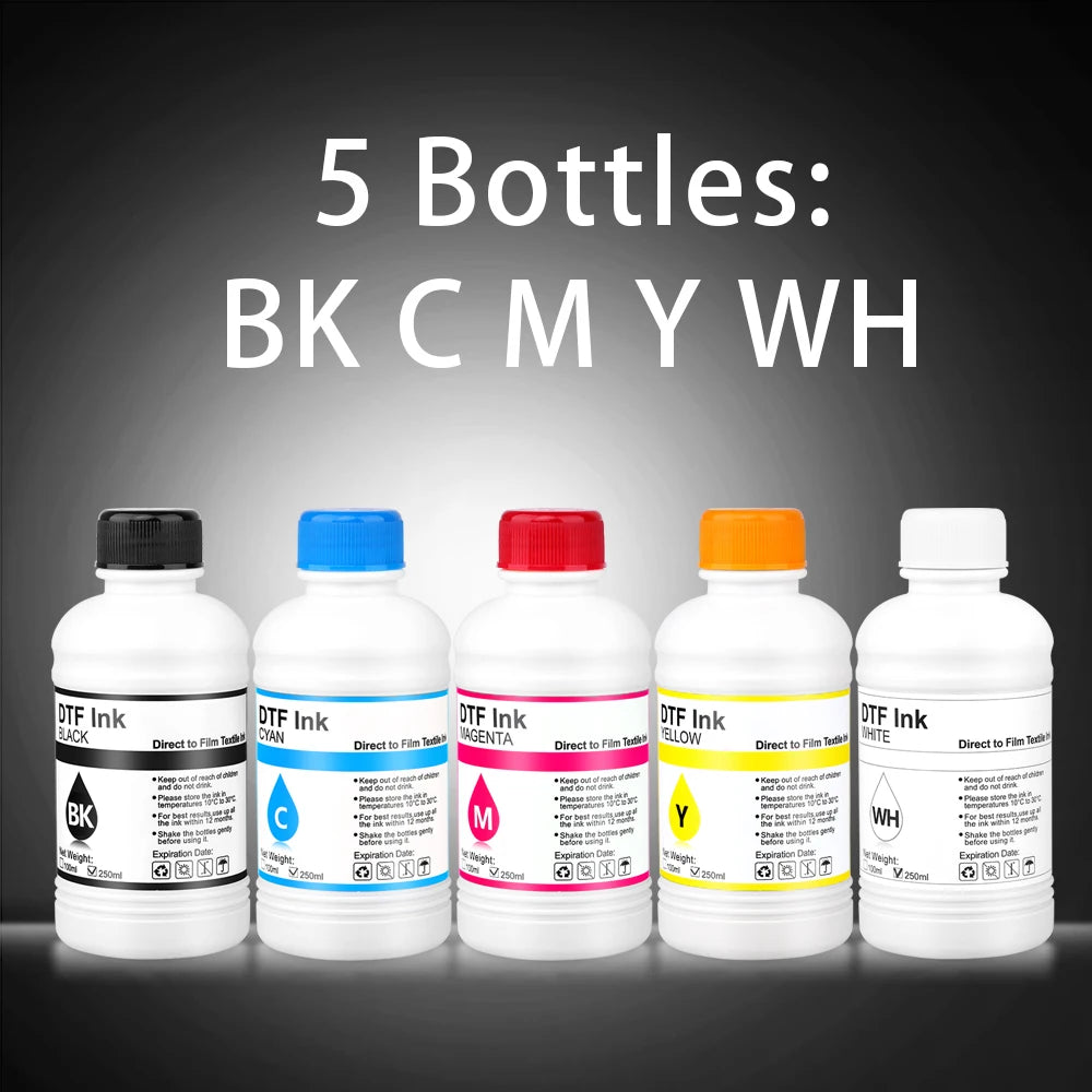 250ML DTF Ink Kit For T-shirt Transfer Printing For Epson L800 L1800 XP-15000 XP600 TX800 P600 P608 P800 DX5 DX7 i3200 4720