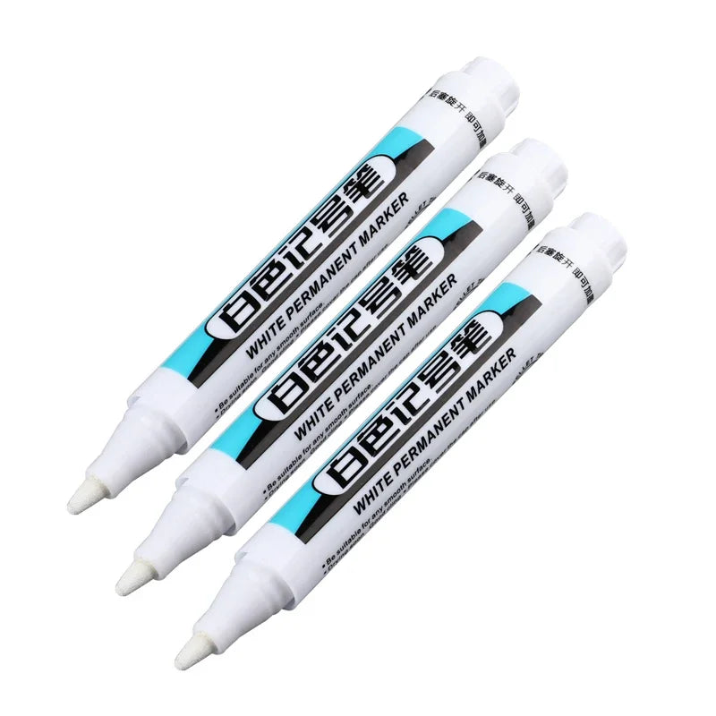 1/3Pcs White Permanent Marker Pens 0.7/1.0/2.5MM Paint Markers For Wood Rock Plastic Leather Glass Stone Metal Art Supplies